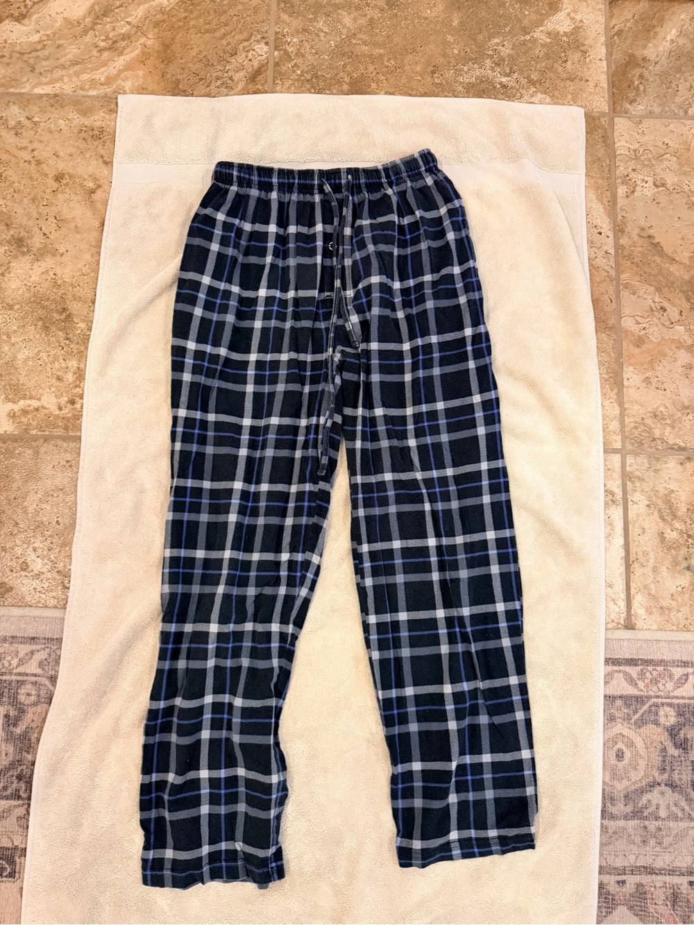 Men's Navy Plaid Flannel Lounge Pants